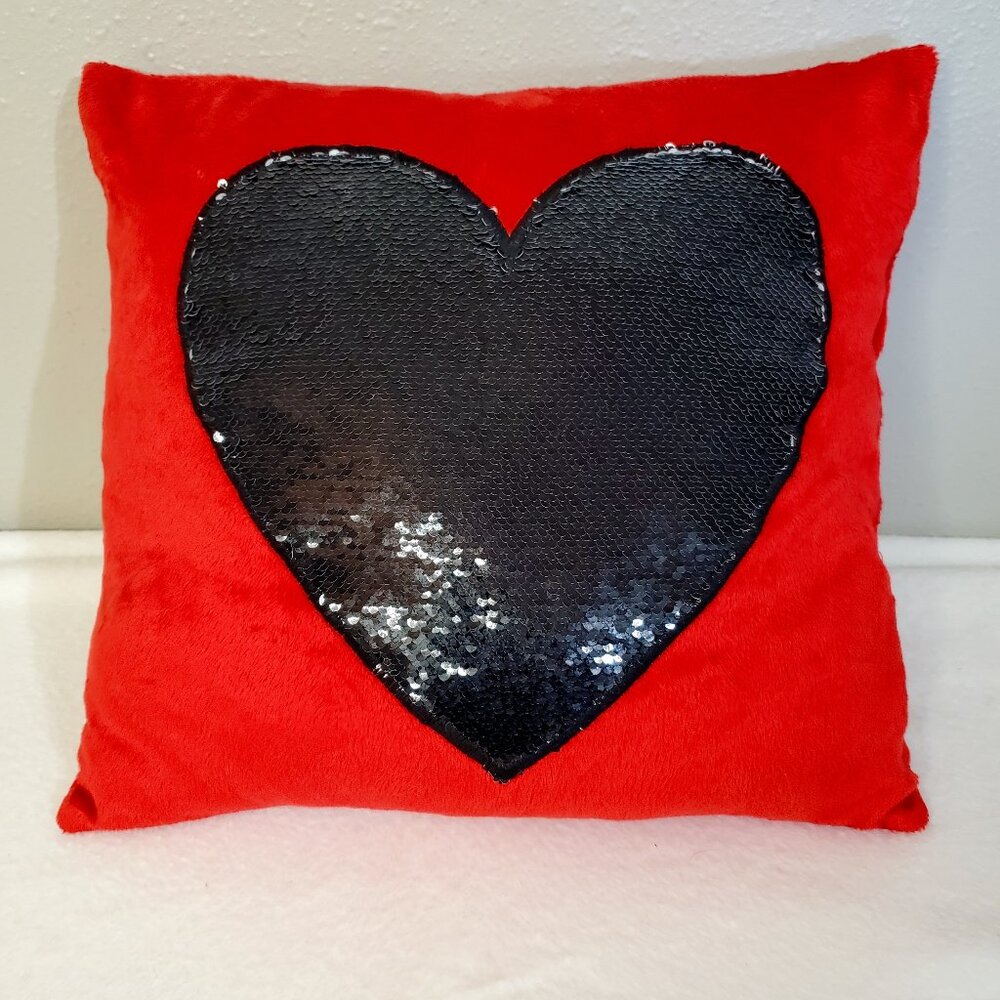 Heart Pillow REVERSIBLE Sequins Heart Pillow